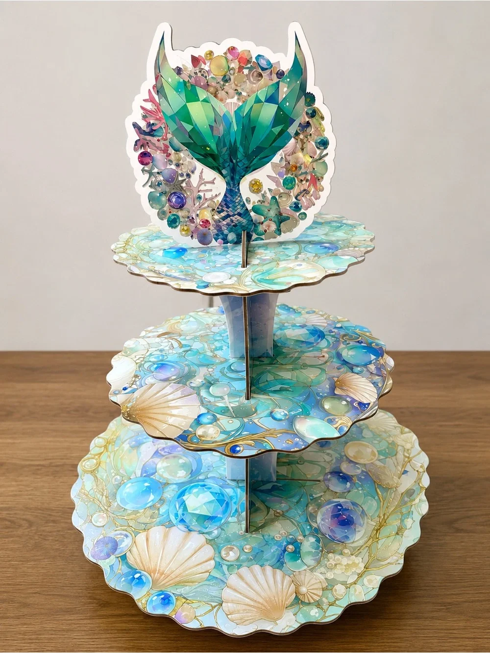 NWT Mermaid 3 Tier Cupcake Stand Party Decorations